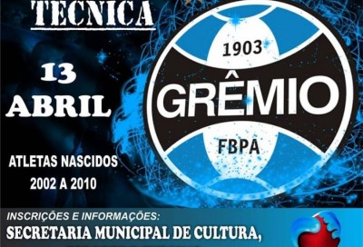 Crêmio vai fazer avaliação técnica com atletas nascidos entre 2002 a 2010 em Vicentina