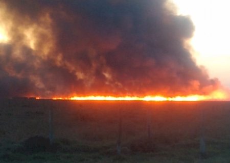 Incêndio de grandes proporções atinge 5 fazendas em Nova Alvorada do Sul