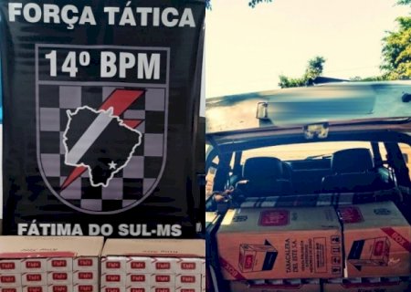 Em Deodápolis, Força Tática apreende 250 pacotes de cigarros de origem estrangeira