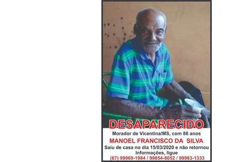 Desaparecido há 73 dias, família não perdeu a esperança de encontrar seu Manoel em Vicentina