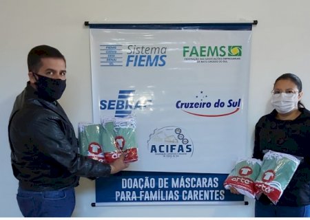Secretaria de Assistência Social de Vicentina recebe doação de 200 máscaras da ACIFAS