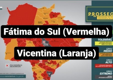 Fátima do Sul na bandeira vermelha e Vicentina passa para Laranja e ganha novo TOQUE DE RECOLHER