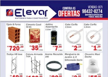 Confira as ofertas da Elevar Materiais de Construção