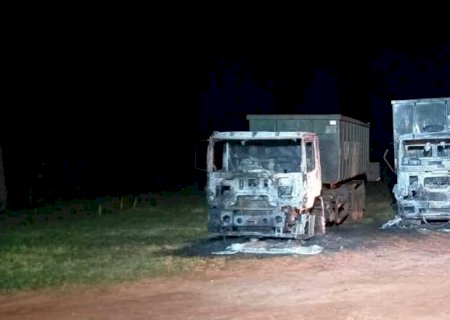 Caminhões incendiados, perícia vai analisar se foi acidental ou criminoso em Glória de Dourados
