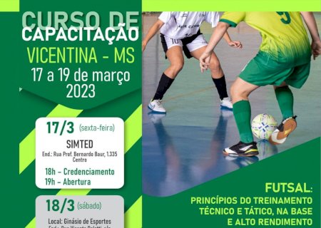 Treinamento de futsal é tema de curso oferecido pela Fundesporte em Vicentina