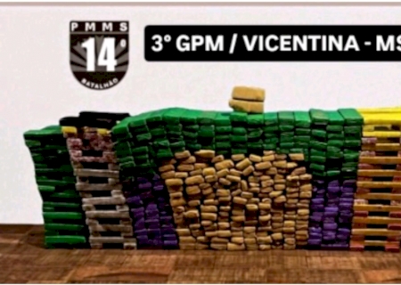 VÍDEO: Após perseguição, PM de Vicentina apreende 437 kg de maconha