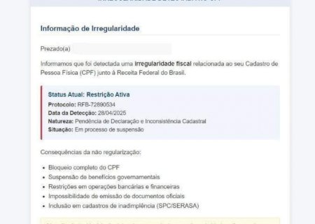 Receita Federal alerta para novo golpe envolvendo falsa restituição do Imposto de Renda