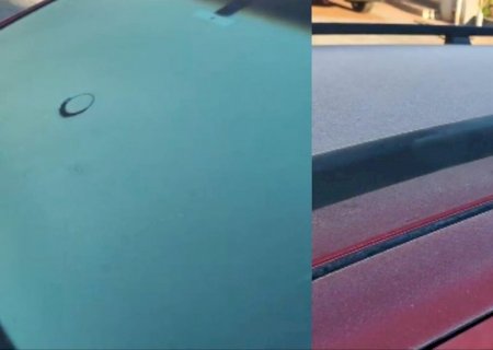 VÍDEO: Com geada e 0°C, carros ficam cobertos de gelo em Ponta Porã