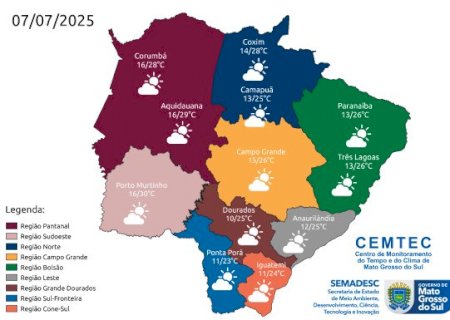 Com temperaturas amenas e sem sinal de chuva, MS enfrenta baixa umidade nesta segunda