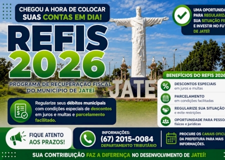 EFIS 2026 – Prefeitura de Jateí lança programa de regularização fiscal com condições especiais