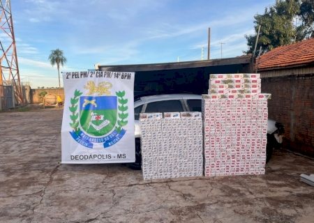 PM de Deodápolis apreende carga de cigarros contrabandeados