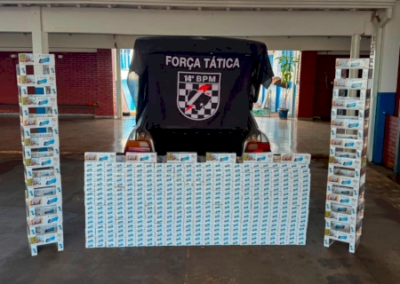 PM de Fátima do Sul apreende cigarros contrabandeados que iriam para Nova Andradina