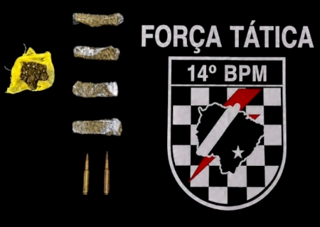Força Tática prende jovem por tráfico de drogas e apreende munições em Vicentina