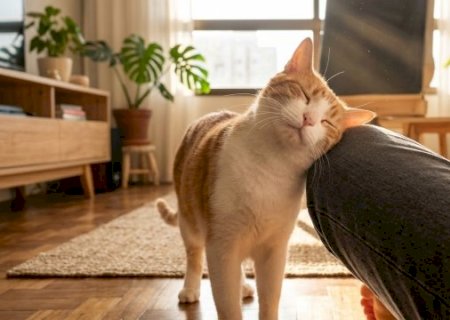 Parece carinho, mas gato te 'assina' quando d&aacute; cabe&ccedil;adas em voc&ecirc;>