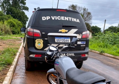Polícia Civil de Vicentina recupera moto furtada do Detran em menos de 48 horas